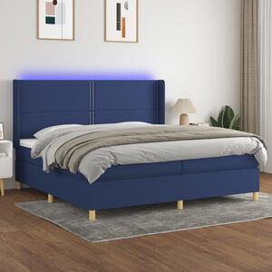Box spring postel s matrací a LED modrá 200x200 cm textil 3138827