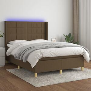 Box spring postel s matrací a LED tmavě hnědá 140x200 cm textil 3138880