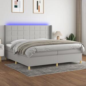 Box spring postel s matrací a LED světle šedá 200x200 cm textil 3138901