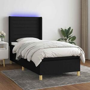 Box spring postel s matrací a LED černá 90x190 cm textil 3138919