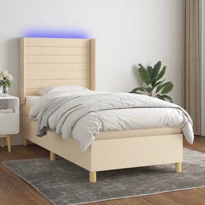 Box spring postel s matrací a LED krémová 90x190 cm textil 3138922