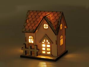 Dekorace dřevěný domeček svítící LED