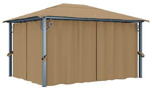 Altán se závěsy 400 x 300 cm taupe hliník 313894