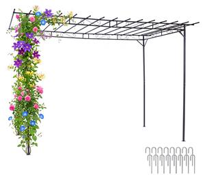 Relaxdays Pergola, kovová, VxxH: 215 x 320 x 190 cm, samostatn stojící zasteení terasy, zahradní rový oblouk, erná