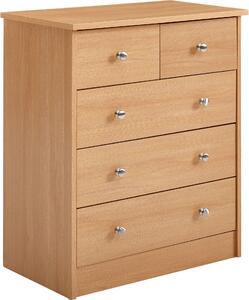FineBuy Design Devná komoda z bukového deva 60 x 70 x 35 cm s 5 zásuvkami Univerzální nízká skíka do pedsín Moderní píborník Nadasová skíka