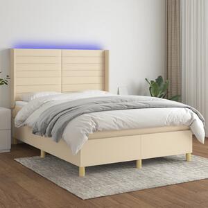 Box spring postel s matrací a LED krémová 140x190 cm textil 3138954