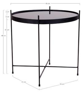 House Nordic Konferenční stolek, černá práškově lakovaná ocel, sklo\nØ48xh48 cm (Černá)