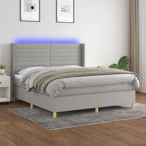 Box spring postel s matrací a LED světle šedá 160x200 cm textil 3138965