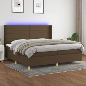 Box spring postel s matrací a LED tmavě hnědá 200x200 cm textil 3138984