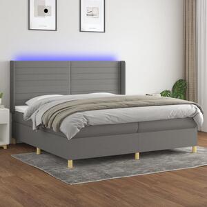 Box spring postel s matrací a LED tmavě šedá 200x200 cm textil 3138982