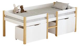 Dětská postel 90 x 200 cm Jugara 1 (dub + bílá) (s roštem) (s úl. prostorem)