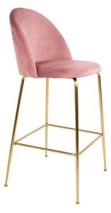 House Nordic Barová židle Lausanne (Barová židle z růžového sametu s mosaznými nohami\nHN1214)
