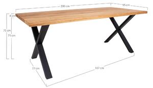 House Nordic Jídelní stůl Montpellier (Jídelní stůl v barvě olejovaného dubu s rovnou hranou - připravený na rozkládací desky\n200x95xh75 cm)