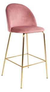 House Nordic Barová židle v sametu, růžová s nohami mosazného vzhledu, HN1214 (Rose)