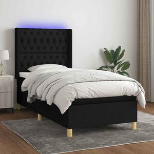Box spring postel s matrací a LED černá 80 x 200 cm textil 3139071