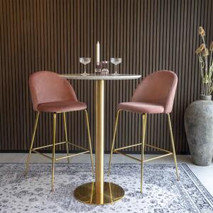 House Nordic Barová židle Lausanne (Barová židle z růžového sametu s mosaznými nohami\nHN1214)