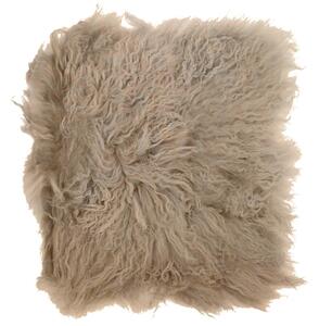 Kožený béžový podsedák dlouhý chlup Curly beige - 40*40*2cm - Mars & More