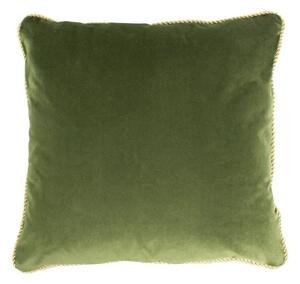 Zelený sametový polštář obšitý krouceným zlatým provázkem Velvet - 45*10*45cm - Mars & More