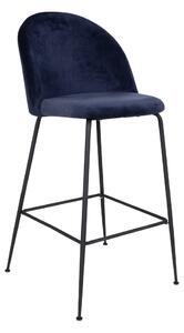 House Nordic Barová židle ze sametu, modrá s černými nohami, HN1205 (Modrá)