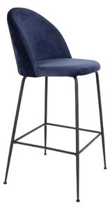House Nordic Barová židle Lausanne (Barová židle z modrého sametu s černými nohami\nHN1205)