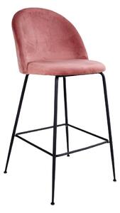 House Nordic Barová židle v sametu, růžová s černými nohami, HN1214 (Rose)