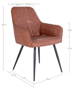 House Nordic Jídelní židle Harbo (Židle z vintage hnědého PU s černými nohami\nHN1220)