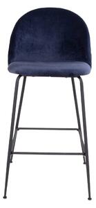 Nordic Experience Sametová barová židle Louis tmavě modrá/černá
