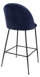 Sametová barová židle Louis tmavě modrá/černá