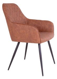 House Nordic Jídelní židle Harbo (Židle z vintage hnědého PU s černými nohami\nHN1220)