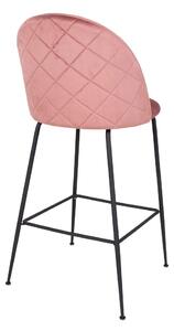 Sametová barová židle Louis růžová/černá