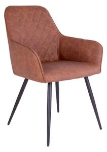 House Nordic Jídelní židle z PU, vintage hnědá s černými nohami, HN1220 (Hnědá)