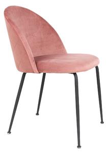 Sametová jídelní židle Louis růžová/černá