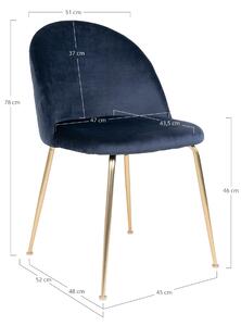 House Nordic Jídelní židle Geneve (Židle modrá v sametu s nohami v mosazném vzhledu\nHN1205)