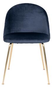 Sametová jídelní židle Louis tmavě modrá/mosazná