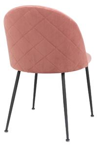 House Nordic Jídelní židle ze sametu, růžová s černými nohami, HN1214 (Rose)