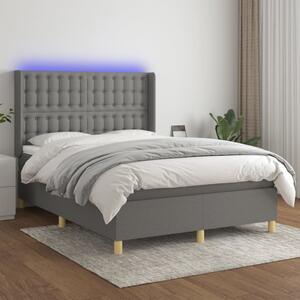 Box spring postel s matrací a LED tmavě šedá 140x200 cm textil 3139198