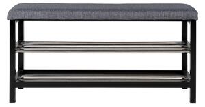 House Nordic Lavice s polštářem a 2 policemi, šedá s černými nohami, 100x34x50 (Šedá)