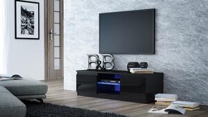 TP Living Televizní stolek DELUKO se skleněnou policí 120 cm lesklý černý