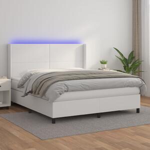 Box spring postel s matrací a LED bílá 160x200 cm umělá kůže 3139272