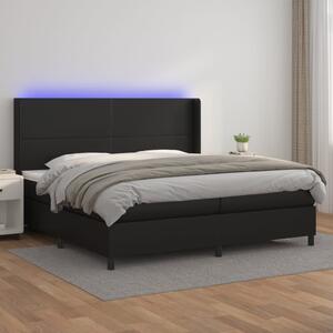 Box spring postel s matrací a LED černá 200x200 cm umělá kůže 3139283