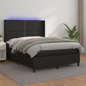 Box spring postel s matrací a LED černá 140 x 190 cm umělá kůže 3139319