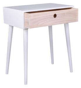 House Nordic Noční stolek Parma (Noční stolek v bílé barvě s 1 zásuvkou z přírodního dřeva)