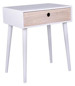 House Nordic Odkládací stolek, bílý, 1 zásuvka z přírodního dřeva\n32x45x54,5 cm (Bílý)