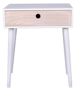House Nordic Noční stolek Parma (Noční stolek v bílé barvě s 1 zásuvkou z přírodního dřeva)