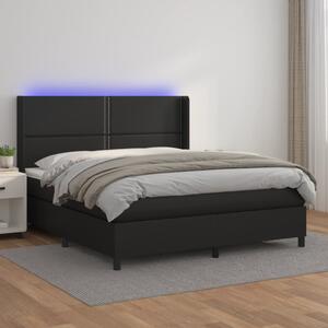 Box spring postel s matrací a LED černá 180x200 cm umělá kůže 3139337
