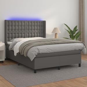 Box spring postel s matrací a LED šedá 140x190 cm umělá kůže 3139383