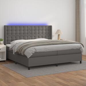 Box spring postel s matrací a LED šedá 200x200 cm umělá kůže 3139407