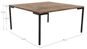 Konferenční stolek Lagarte z dubového dřeva hnědá/černá, 90x90 cm