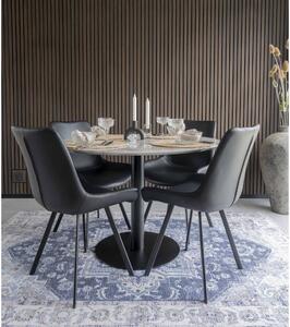 House Nordic Jídelní stůl Bolzano (Jídelní stůl s deskou v mramorovém vzhledu a černou podnoží\nø110x75cm)