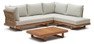 Zahradní lounge set z masivu akácie pro 5 v krémovo-přírodní barvě Raco – Kave Home